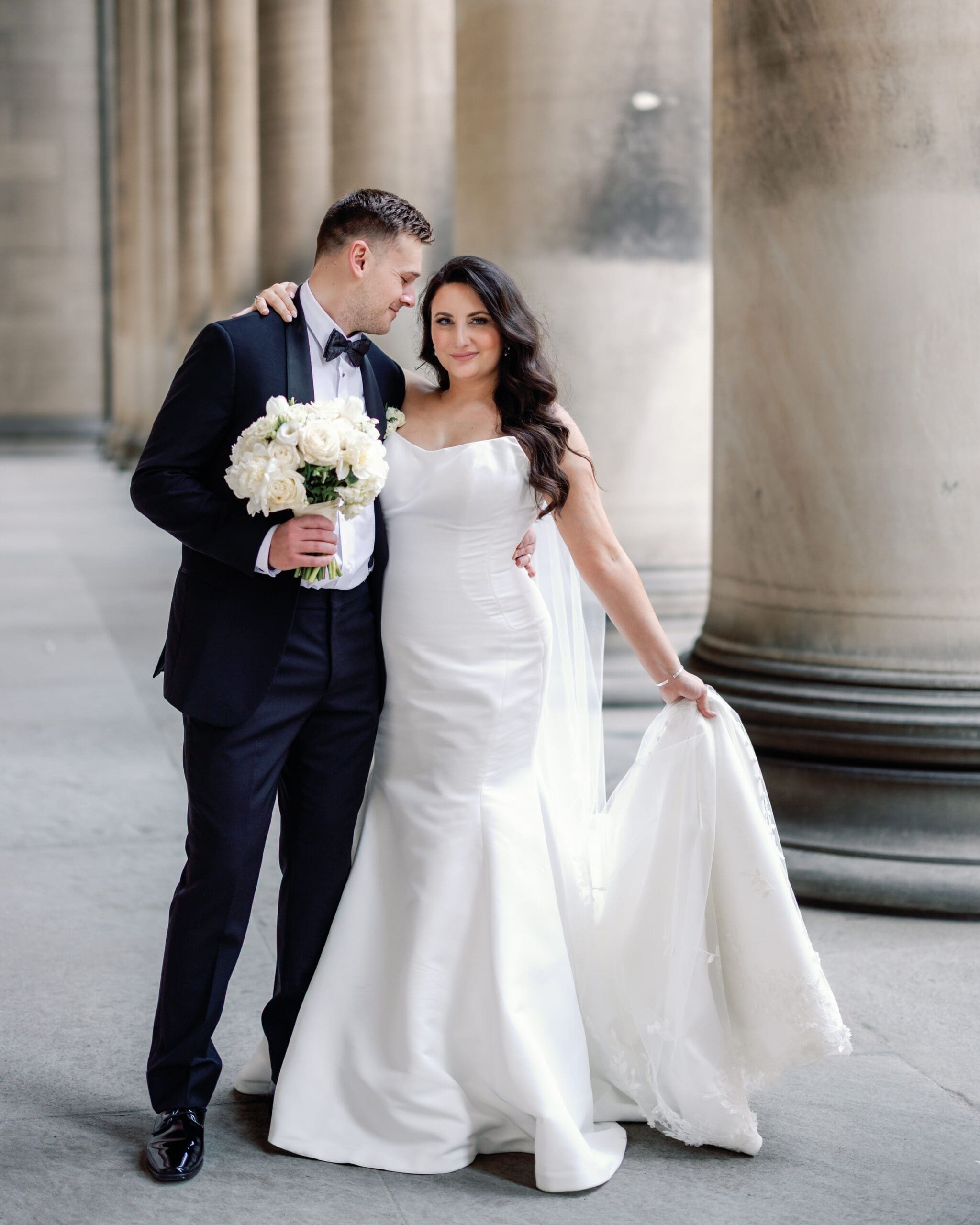 Bride and groom during wedding ceremony at St. Paul Cathedral Pittsburgh